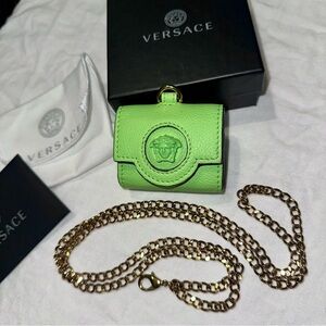 Versace Leather Airpods Pro2 Holder w/ Chain